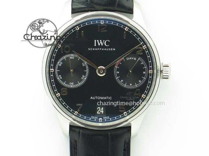 MIROTIME 0516 Portuguese Chrono SS ZF 1:1 Best Edition Gray Dial SS On Black Leather Strap A ZipUp 7215